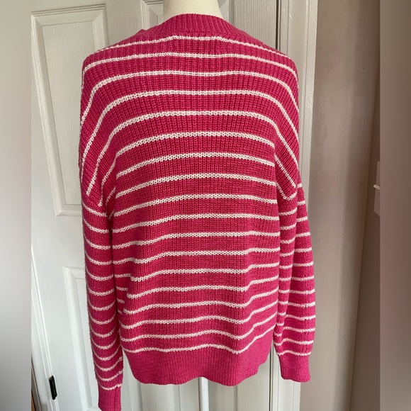 Loft Fuchsia Cotton Cardigan Size Medium - Picture 6 of 7